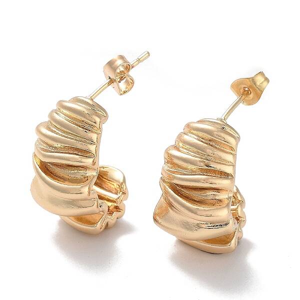 Brass Twist Curved Stud Earrings