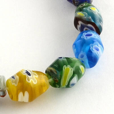 Bicone Handmade Millefiori Glass Beads