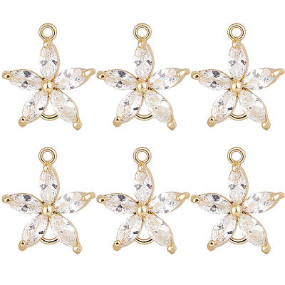 8Pcs Brass Pave Clear Cubic Zirconia Connector Charms