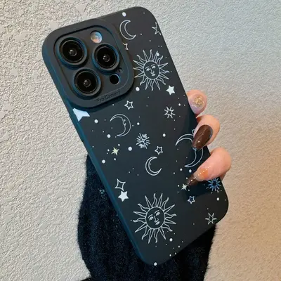Moon & Sun Pattern Phone Case, Full Body Shockproof Phone Protective Cover, Fashion Phone Accessories Compatible with iPhone ...