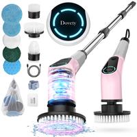 Dovety Cleaning Brush Electric Spin Scrubber, Cordless Shower Scrubber, , with 4 Replaceable Brush Heads 3 Adjustable Extensi...