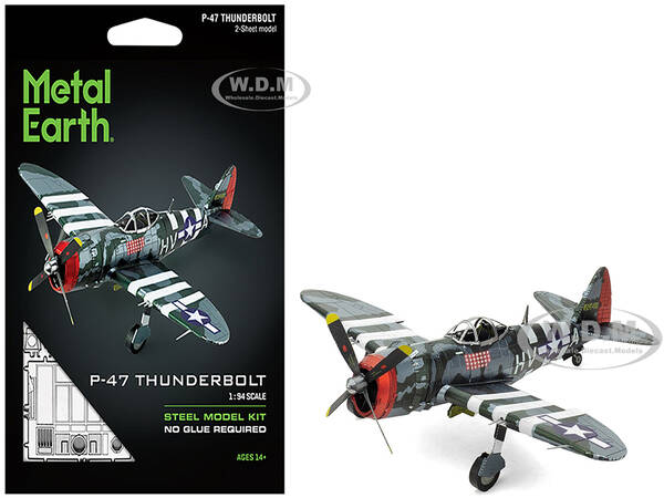 Model Kit Republic P-47 Thunderbolt Fighter Aircraft The Jug United States Army Air Forces (Moderate Difficulty) Steel Model ...