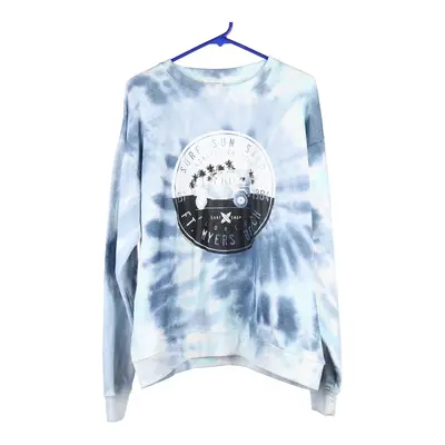 Dream Cycle Tie-Dye Sweatshirt - Large Blue Cotton Blend