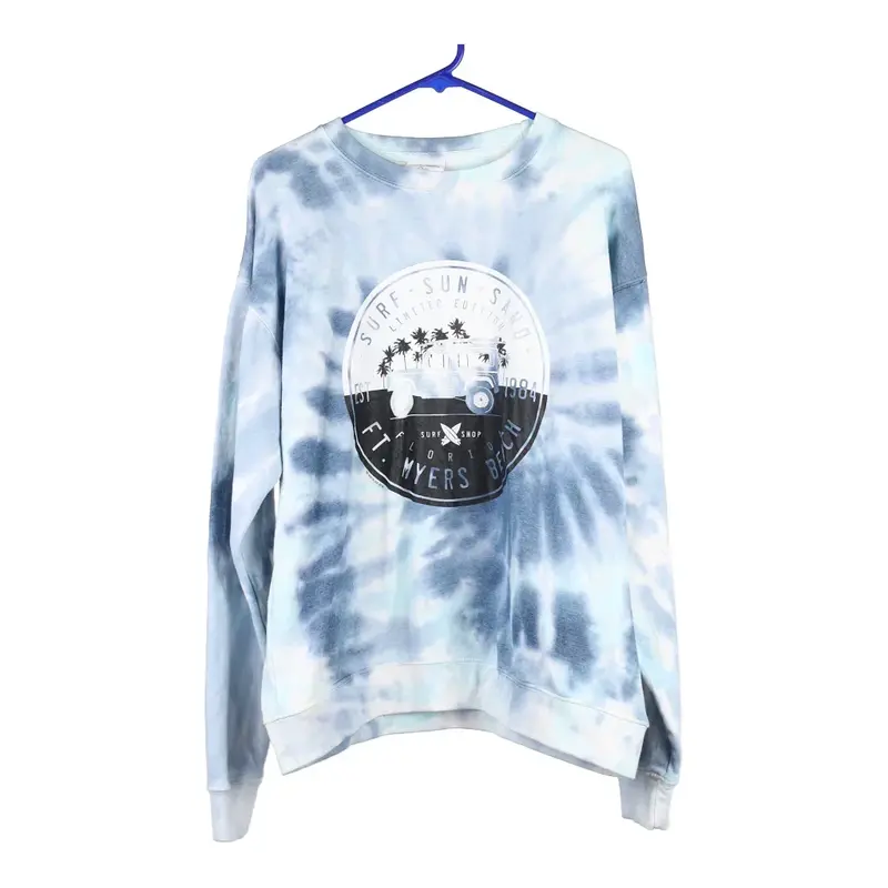 Dream Cycle Tie-Dye Sweatshirt - Large Blue Cotton Blend