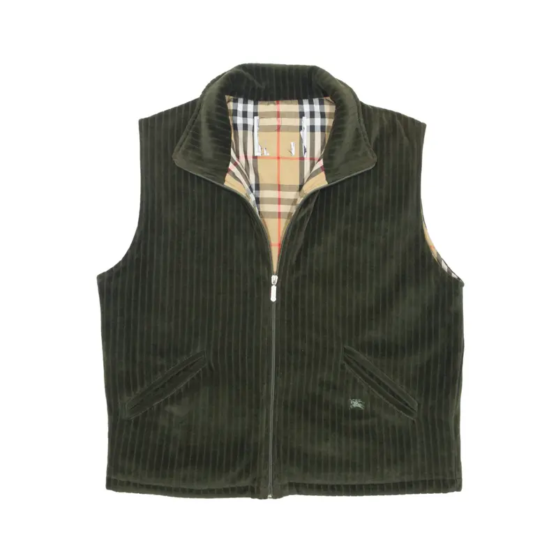 BURBERRYS Gilet Green Striped Womens M