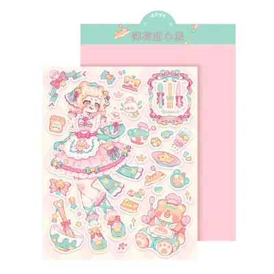 Room Decor Cute Cartoon Girl Pattern Sticker, Waterproof Self Adhesive Decorative Sticker, Fun Decor Sticker for Gift Greetin...