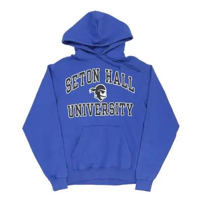 Vintage Seton Hall University Champion Hoodie - Small Blue Cotton Blend | Size: small