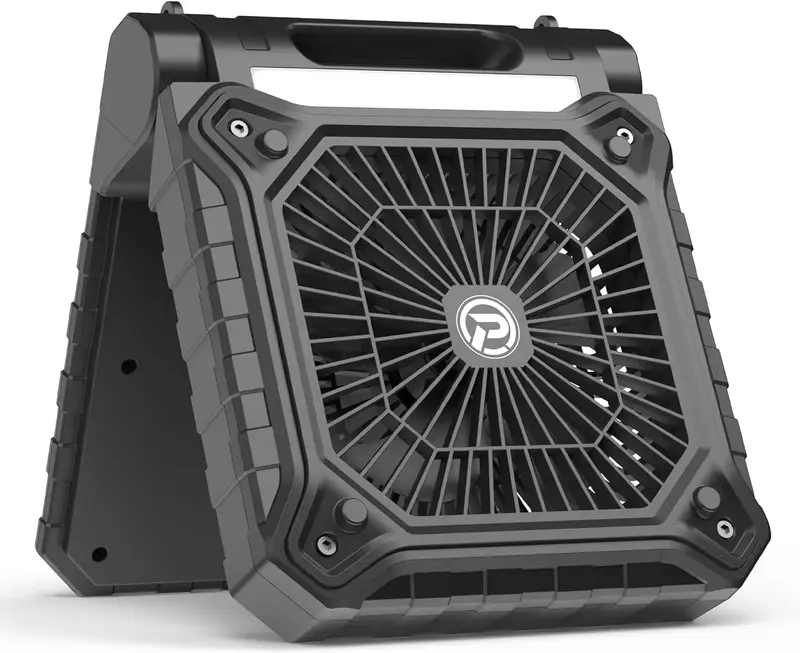 Portable Solar Camping Fan, Rechargeable Battery Operated Fan with LED Light, Solar Fan for Outside Travel Tent Sleeping Powe...