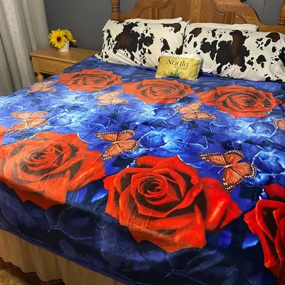 BLUE LOVE THROW BLANKET KING SIZE
