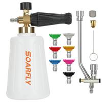 SOARFLY Pressure Washer Tool – 7 Nozzles, Foam & Water Modes, 1.5L Foam Pot, Spray Core Accessories & Foaming Net – No Pa...