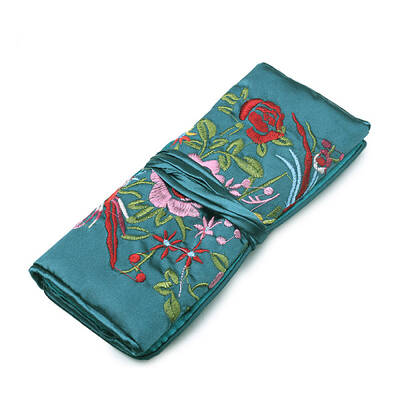 Retro Rectangle Silk Zipper Roll Pouches
