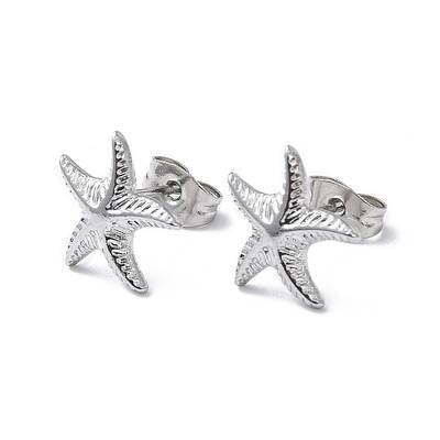Non-Tarnish 304 Stainless Steel Starfish Stud Earrings for Women