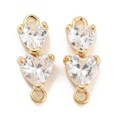 Brass Pave Clear Cubic Zirconia Connector Charms