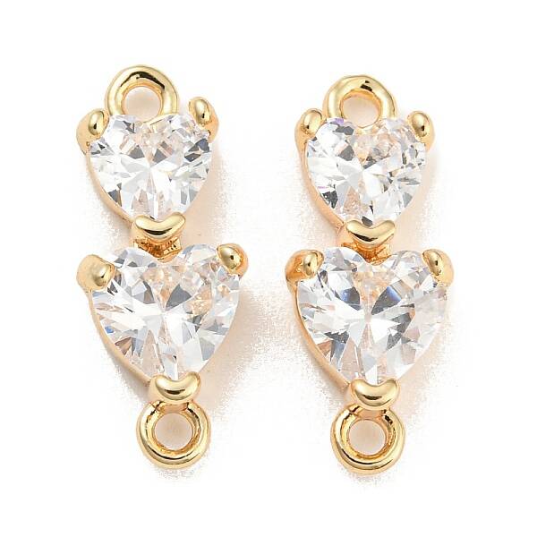 Brass Pave Clear Cubic Zirconia Connector Charms