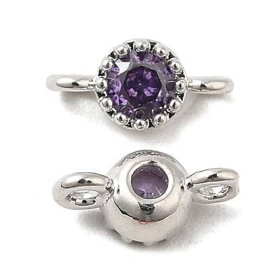Brass Pave Purple Glass Connector Charms