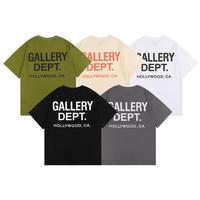 GALLERY DEPT Hip Hop T-Shirt, Crew Neck Short Sleeve Shirts, Graphic Tees, Casual for Men and Women Black Round Neck Cotton M...