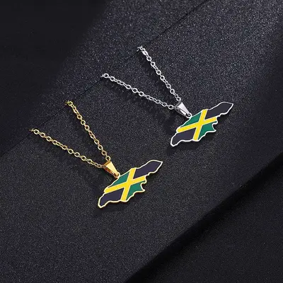 Jamaica map pendant necklace oil drop geometric pendant necklace couple jewelry souvenirs no fading