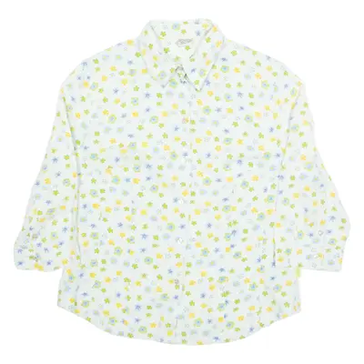 OILILY Womens Printed Shirt Blue Collared 3/4 Sleeve Floral M