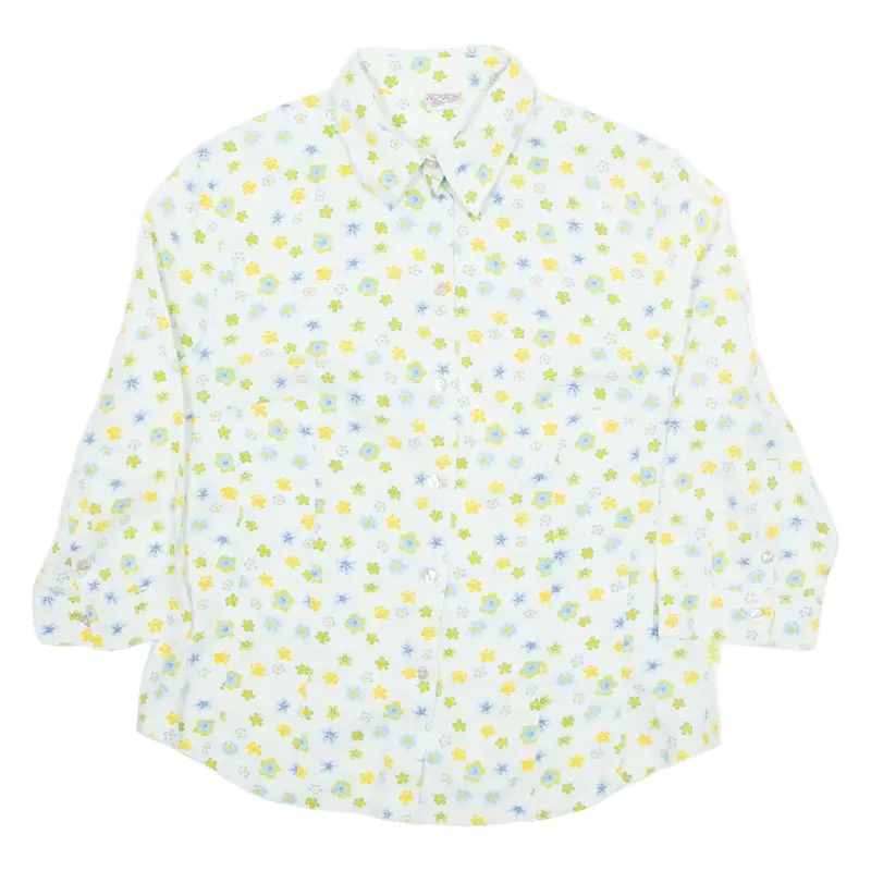 OILILY Womens Printed Shirt Blue Collared 3/4 Sleeve Floral M