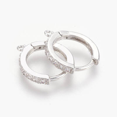 Brass Micro Pave Cubic Zirconia Huggie Hoop Earring Findings