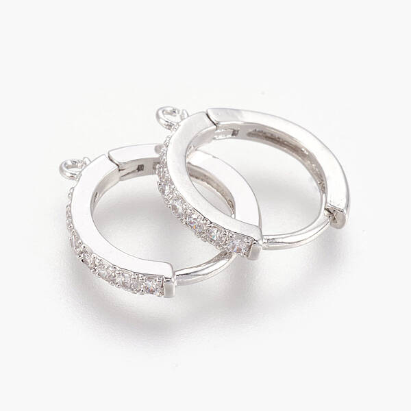 Brass Micro Pave Cubic Zirconia Huggie Hoop Earring Findings