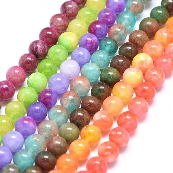 Natural Dyed White Jade Beads Strands