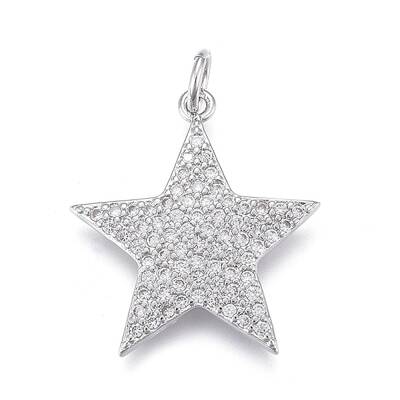 Brass Micro Pave Clear Cubic Zirconia Pendants