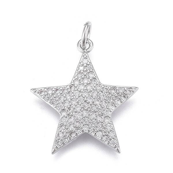 Brass Micro Pave Clear Cubic Zirconia Pendants