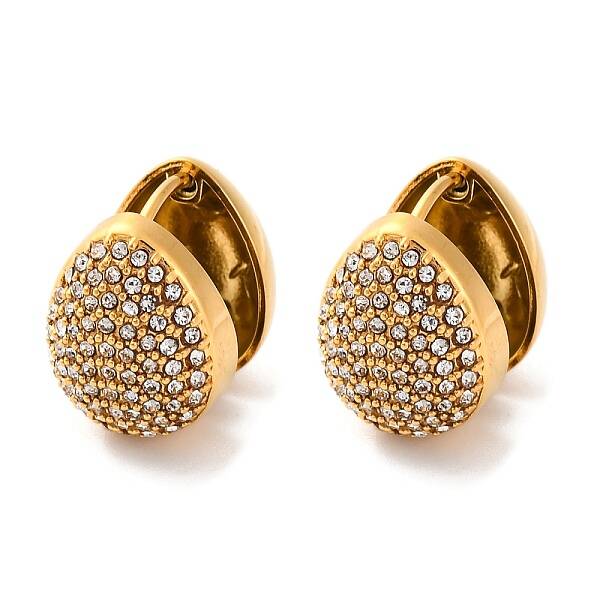 PVD Vacuum Plating 304 Stainless Steel Rhinestone Hoop Earrings for Women