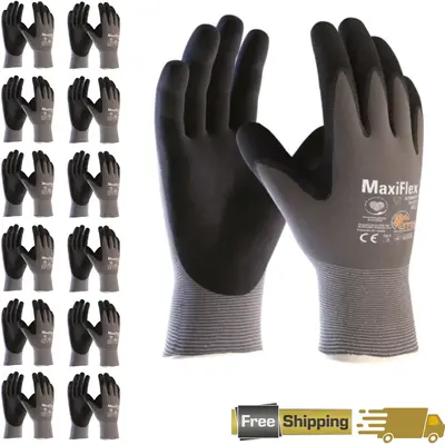 12 Pairs MaxiFlex Work Gloves β Guantes de Trabajo MaxiFlex β Micro-Foam Nitrile Coated β Breathable, Durable, Anti-Sli...