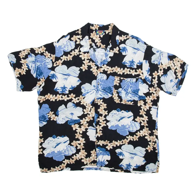 HAWAII BLUES Mens Hawaiian Shirt Blue Floral XL