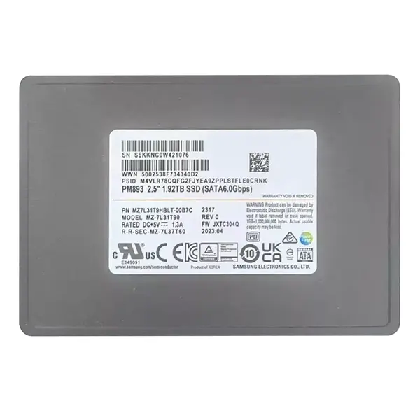 MZ7L31T9HBLT-00B7C Samsung Enterprise PM893 Series 1.92TB Triple-Level Cell SATA 6GB/s V-NAND 7mm 2.5-Inch Solid State Drive