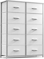 10-Drawer Tall Dresser for Bedroom - Chest with Steel Frame, Fabric Storage Tower for Closet, Hallway, Nursery, Living Room, ...