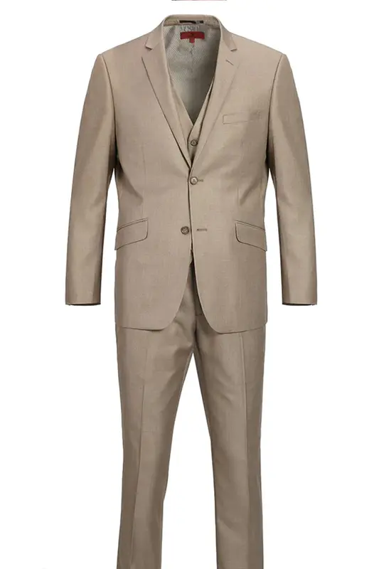 Taupe Slim Fit Two-Button Men's Suit with Optional Vest