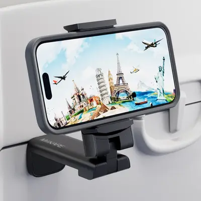 Airplane Travel Essentials Phone Holder, Universal Handsfree Phone Mount for Flying with 360 Degree Rotation, Travel Accessor...