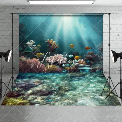 Aperturee Summer Undersea Landscape Coral Combo Set Backdrop, 7 x 5 ft / 7 x 5 ft, 97.4 USD, combo set backdrops, CYHD0W68-D,...