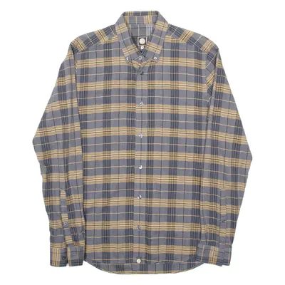 PRETTY GREEN Mens Shirt Grey Plaid Long Sleeve S