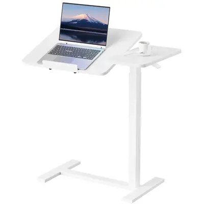 Overbed Bedside Table with Wheels, Mobile Standing Stand Up Rolling Laptop PC, Adjustable Height Tray, Side Computer Workstat...