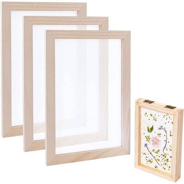 SUPERFINDINGS 3Pcs 20.1x20.1x1.25cm Square Burly Wood Paper Making Mould Frame Screen Tools Deckle Screen Printing Frame for ...