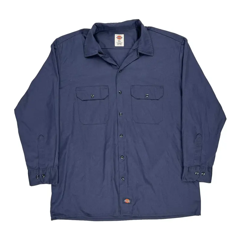 Dickies Shirt - XL Blue Polyester Blend
