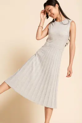 Pointelle Midi Dress - Grey Pearl | Size: M