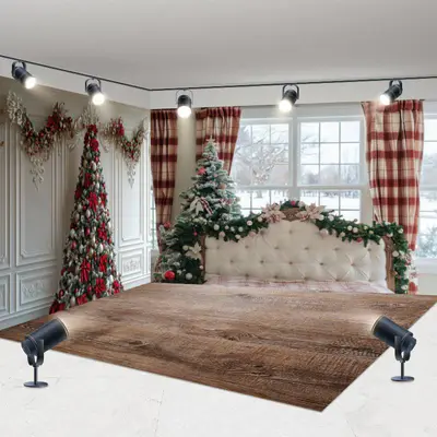 Aperturee White Wall Window Scene Christmas Room Set Backdrop | Xmas Backdrop | Christmas Photoshoot Backgrounds | Christmas ...