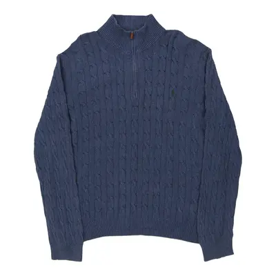 Ralph Lauren 1/4 Zip - 2XL Blue Cotton