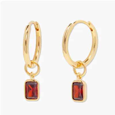 Gold Vermeil Personalized Birthstone Grandmother & Mother & Sisters & Square Drop Earrings