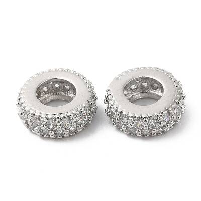 Brass Micro Pave Cubic Zirconia European Beads