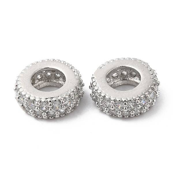 Brass Micro Pave Cubic Zirconia European Beads