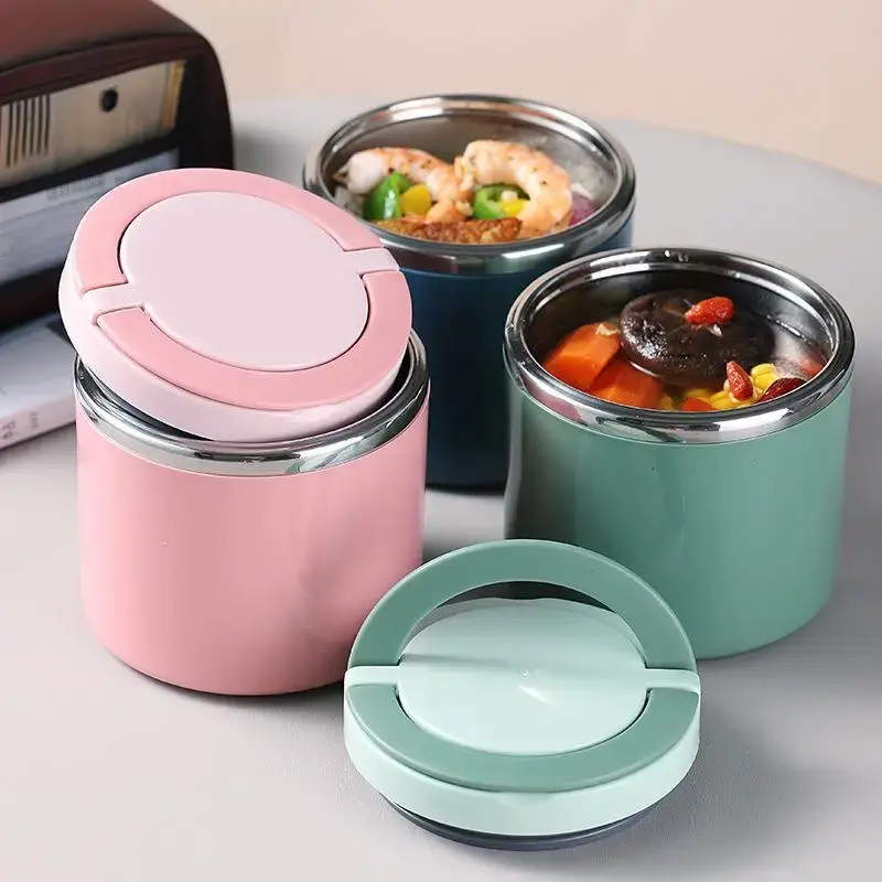 Portable Lunch Box with Lid, 1 Count Stainless Steel Food Grade Bento Box, Dustproof Food Storage Box for Home Office School
