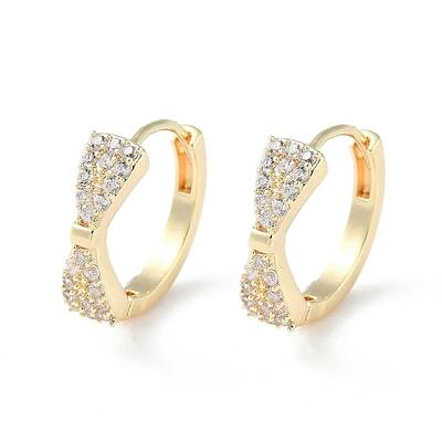 Brass Micro Pave Cubic Zirconia Hoop Earrings