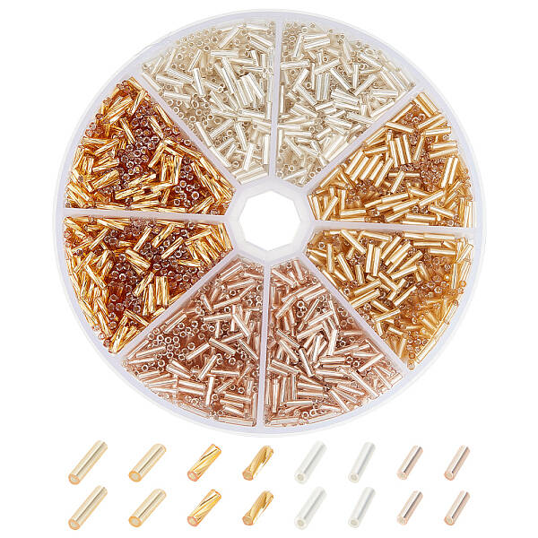 90G 4 Style Glass Bugle Beads
