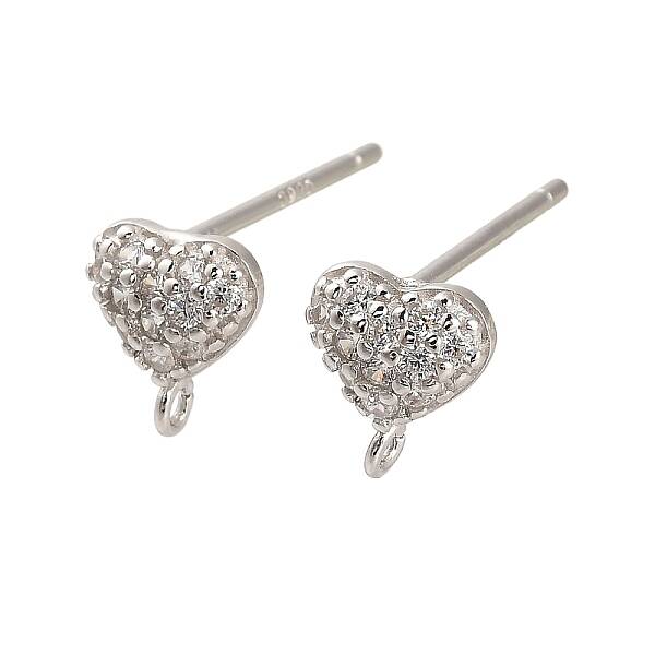Rhodium Plated 925 Sterling Silver Ear Stud Findings